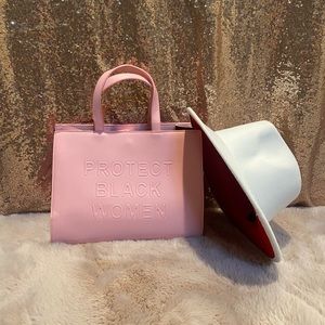 Protect black women purse and hat set in pin designer inspired non authentic
